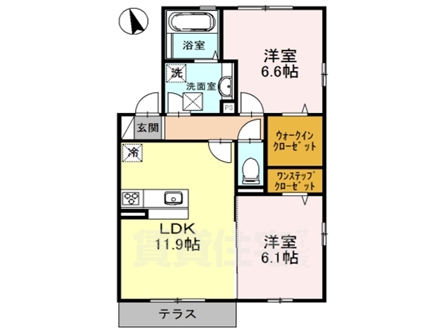 堺市北区八下北のアパートの間取り