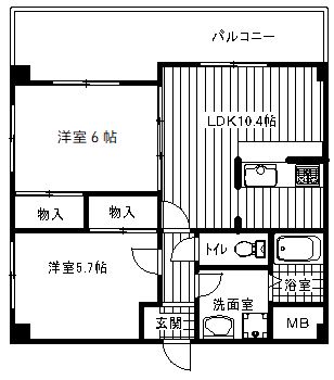 呉市焼山此原町のマンションの間取り