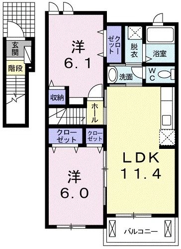 新居浜市大生院のアパートの間取り