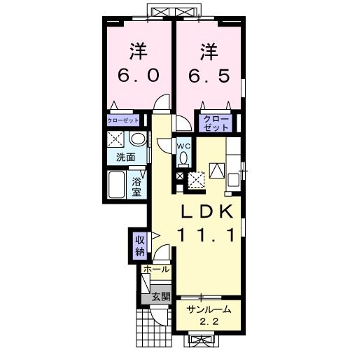 新潟市東区河渡のアパートの間取り