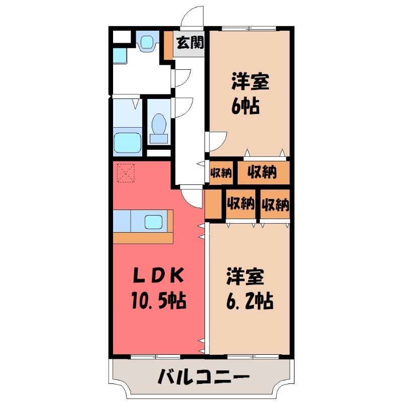 塩谷郡高根沢町大字宝積寺のマンションの間取り