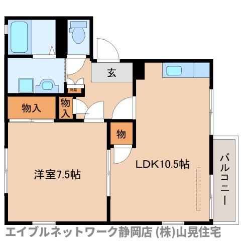 静岡市葵区千代田のアパートの間取り