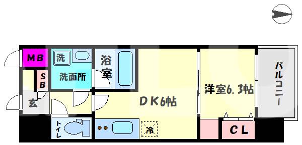 大阪市西成区松のマンションの間取り