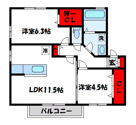 糟屋郡新宮町大字湊のアパートの間取り