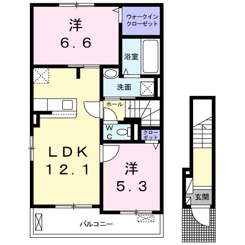 広島市安佐北区亀山のアパートの間取り