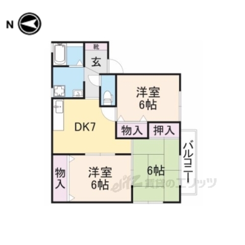 橿原市五井町のアパートの間取り