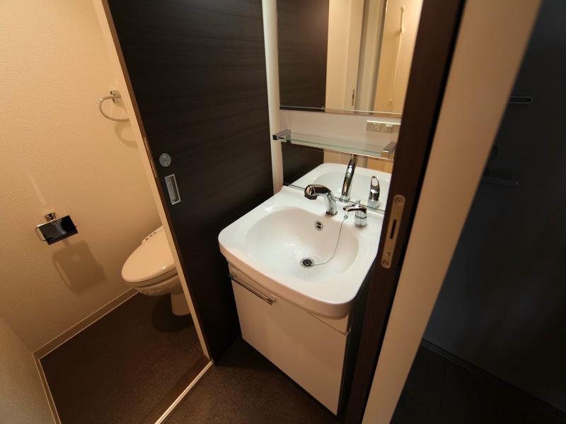 洗面設備　脱衣所　独立洗面台（シャンプードレッサー付）収納スペース有