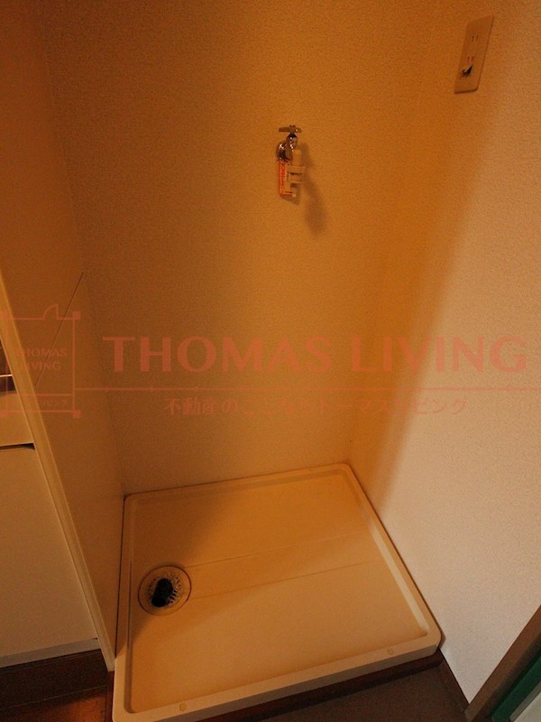 洗面設備　室内に洗濯物を置いて頂けます。