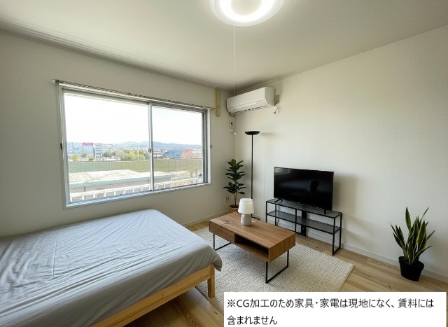 居室・リビング　※ＣＧ加工のため家具・家電は現地になく、賃料には含まれません
