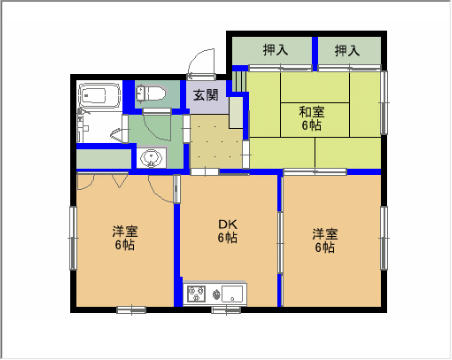 積水ハウスの賃貸住宅（シャ－メゾン阿部Ａ棟）（3DK)の間取り