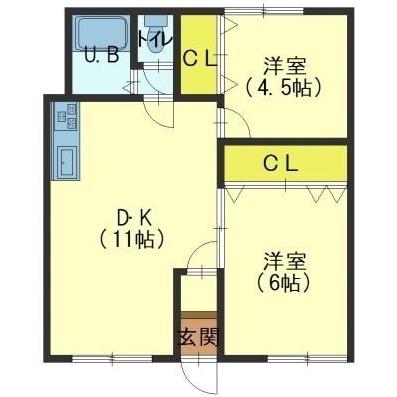 函館市田家町のアパートの間取り