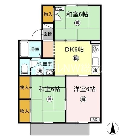 倉敷市平田のアパートの間取り