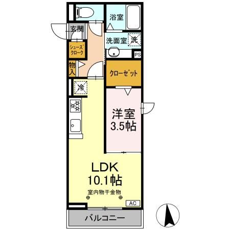 各務原市那加前洞新町のアパートの間取り