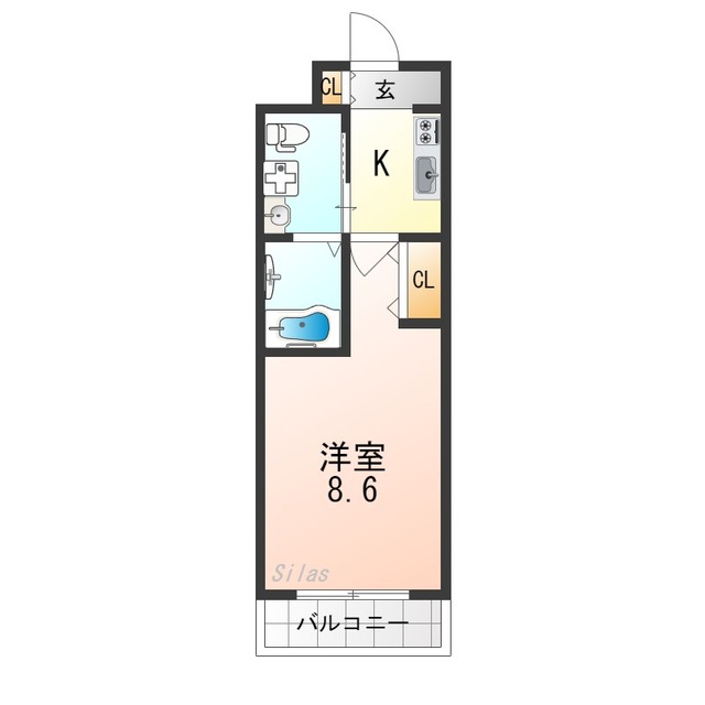 京都市山科区厨子奥矢倉町のマンションの間取り