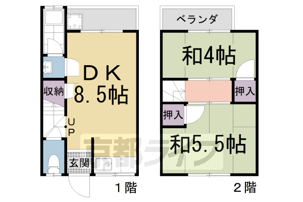 【北花山市田町テラスハウスの間取り】