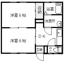 東茨城郡大洗町五反田のアパートの間取り