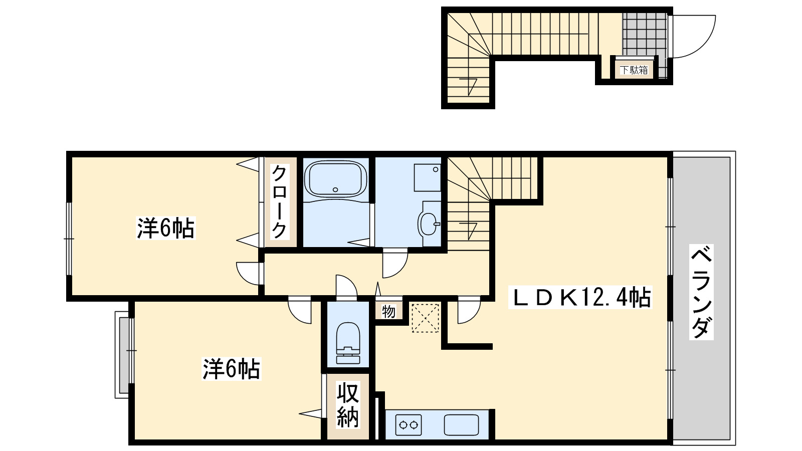 泉南市男里のアパートの間取り