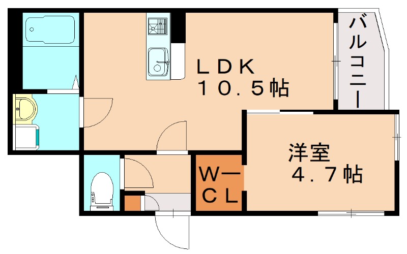 福岡市東区和白東のアパートの間取り