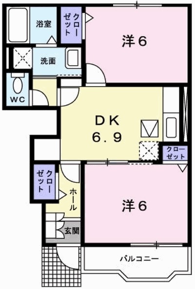 姫路市野里大和町のアパートの間取り