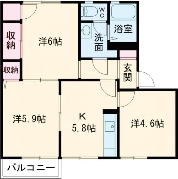 シャトル新田 Ａの間取り