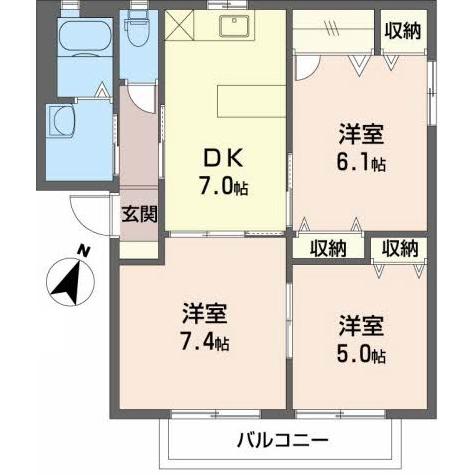 袋井市愛野東のアパートの間取り