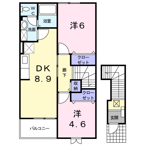 小矢部市赤倉のアパートの間取り