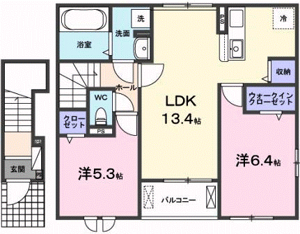 伊勢市小俣町元町のアパートの間取り