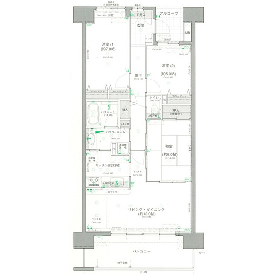 センチュリーつくばみらい平Ｃ棟１１３２の間取り