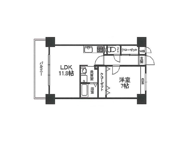 北九州市戸畑区新池のマンションの間取り