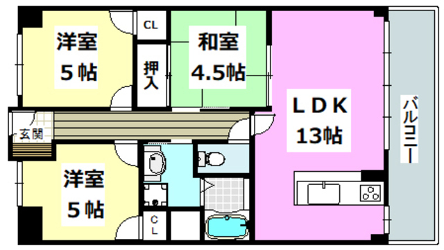 【茨木市上穂積のマンションの間取り】