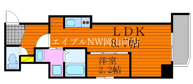 岡山市北区柳町のマンションの間取り