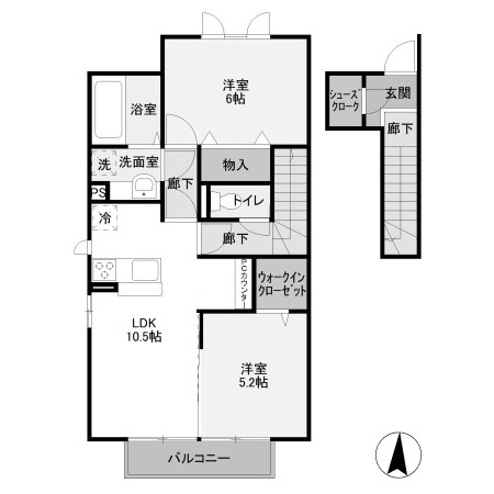 古河市鴻巣のアパートの間取り