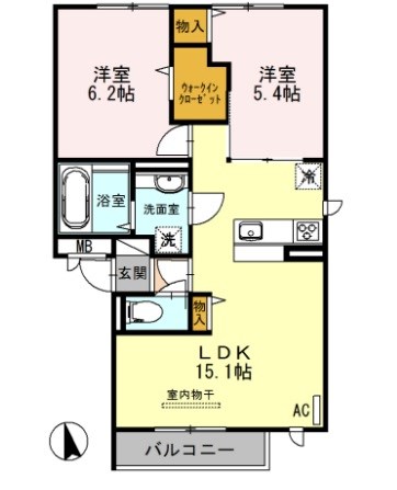 姫路市北今宿のアパートの間取り