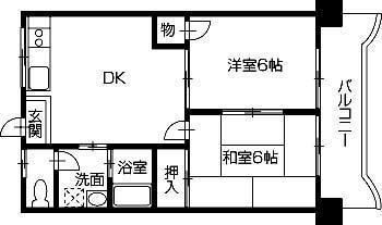 松山市南久米町のマンションの間取り