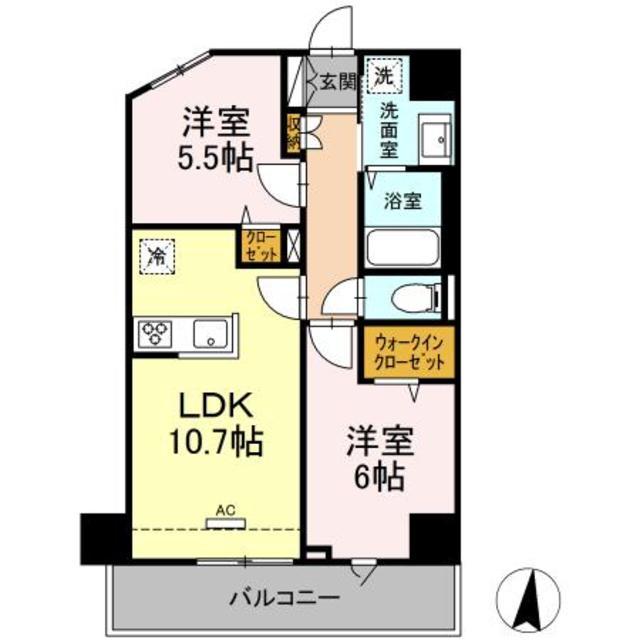 川崎市高津区上作延のマンションの間取り