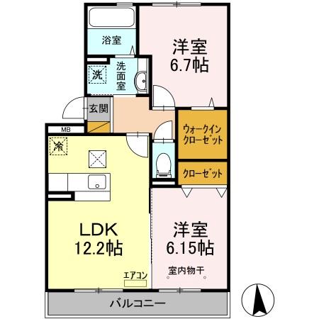 【市原市山田橋のアパートの間取り】