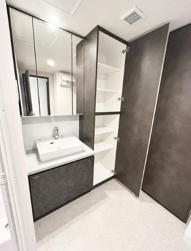 洗面設備　嬉しい独立洗面台。