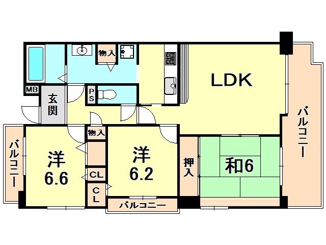 白鷹香枦園マンションの間取り写真