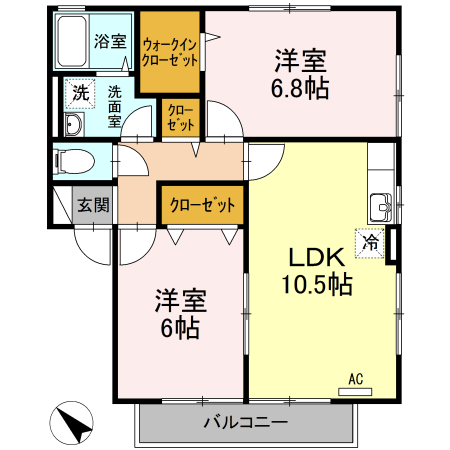 ＪＲ山陽本線 向洋駅 徒歩24分 2階建 築22年の間取り写真
