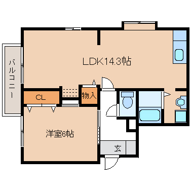 長岡京市久貝のマンションの間取り