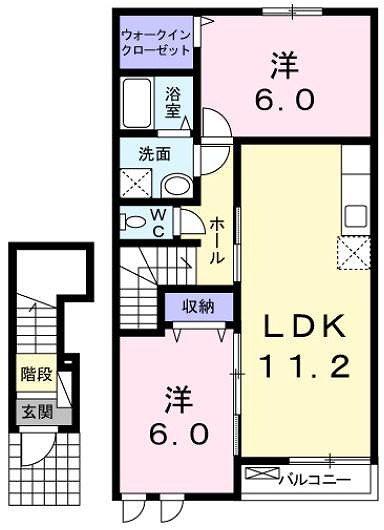 大竹市南栄のアパートの間取り