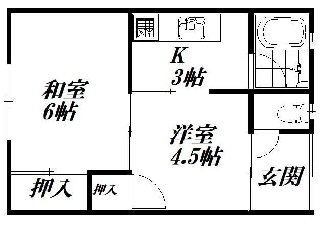 浜松市中央区小豆餅のアパートの間取り