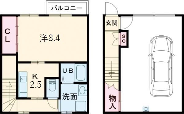 ギャラン中間ガレージB棟の間取り