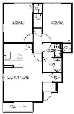 D-roomチェリーの間取り