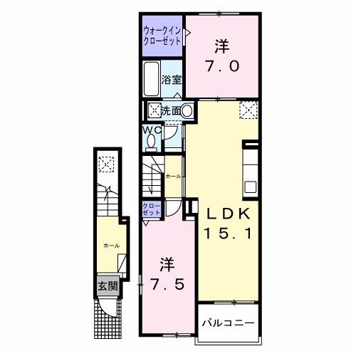 伊丹市鴻池のアパートの間取り