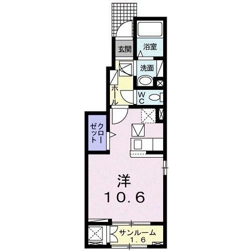 土浦市上高津のアパートの間取り