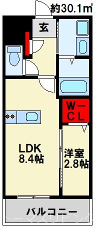 北九州市小倉北区紺屋町のマンションの間取り