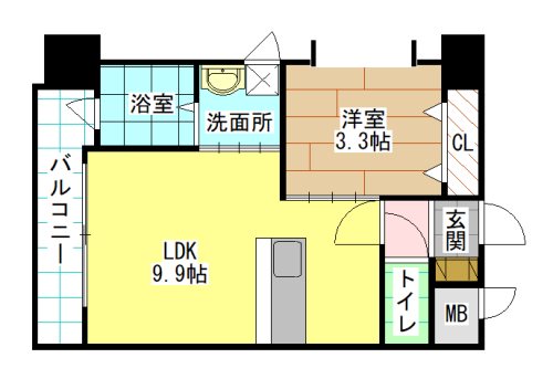 北九州市小倉北区上到津のマンションの間取り