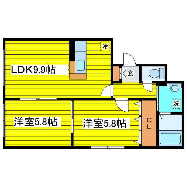 札幌市東区北二十三条東のマンションの間取り