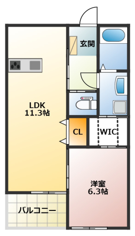 刈谷市井ケ谷町のアパートの間取り